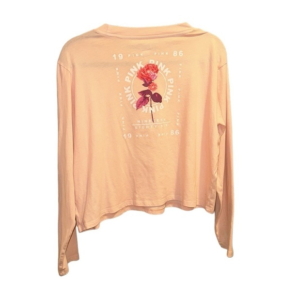 Victoria’s Secret PINK Long Sleeved Cropped T-shirt With Flower Graphic Size L - Picture 3 of 4